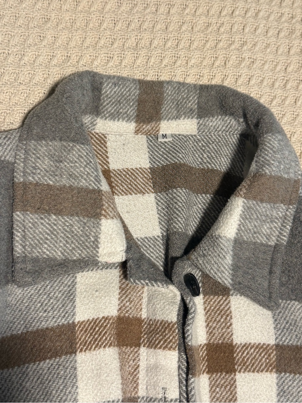 Plaid Shacket Jacket in Gray & Brown - Picture 4 of 5